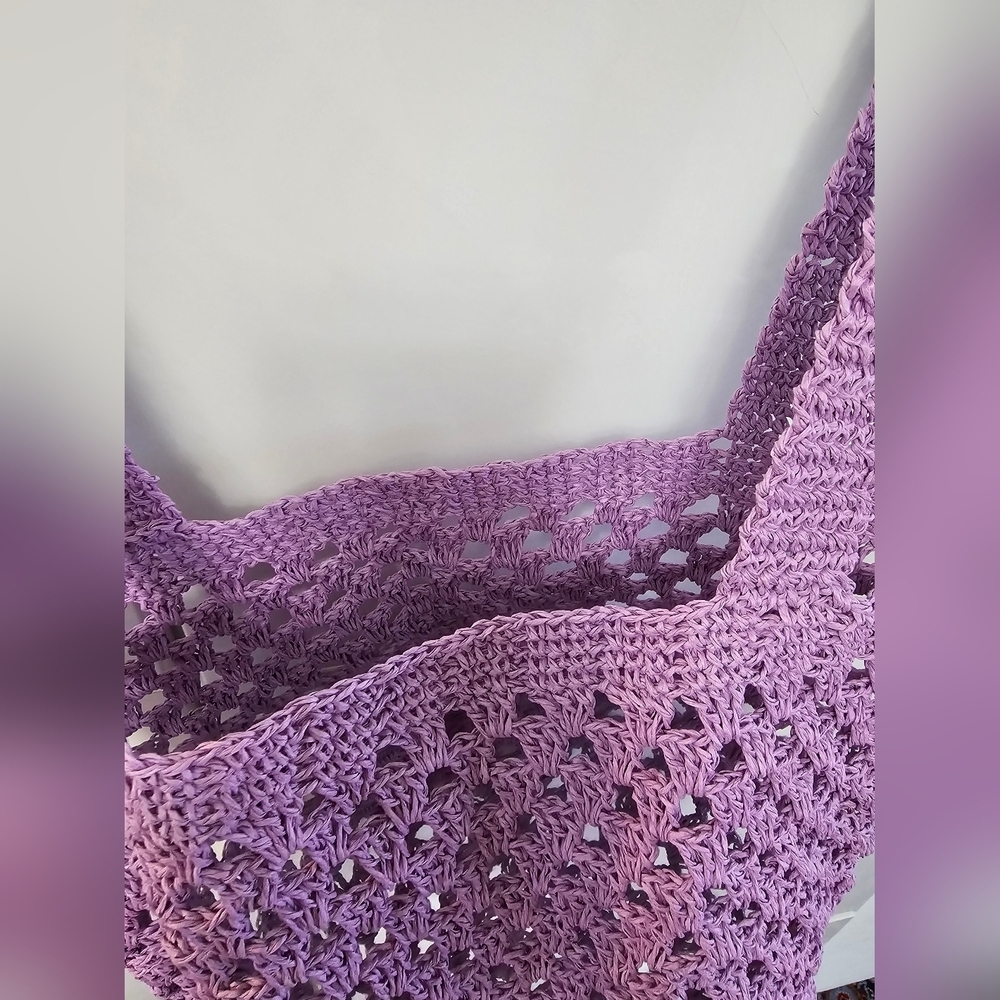 ✨ 3/$20✨ Handmade violet crochet tote bag, beach bucket bag - Picture 3 of 5